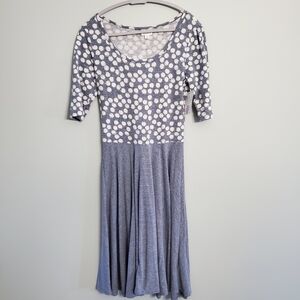 LulaRoe Woman's Nicole Polka Dot Dress Gray Knee Length Size M